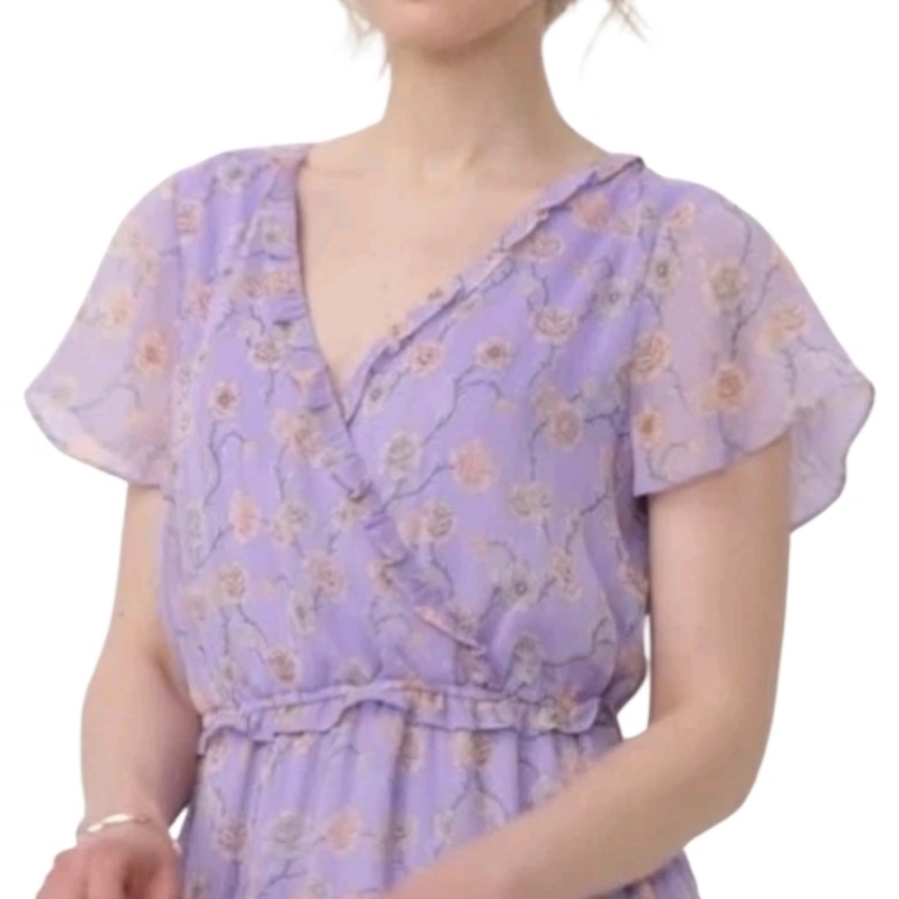 LC Lauren Conrad Flutter Sleeve Wrap Dress, Provencial, Plus Size 4X - Picture 2 of 6